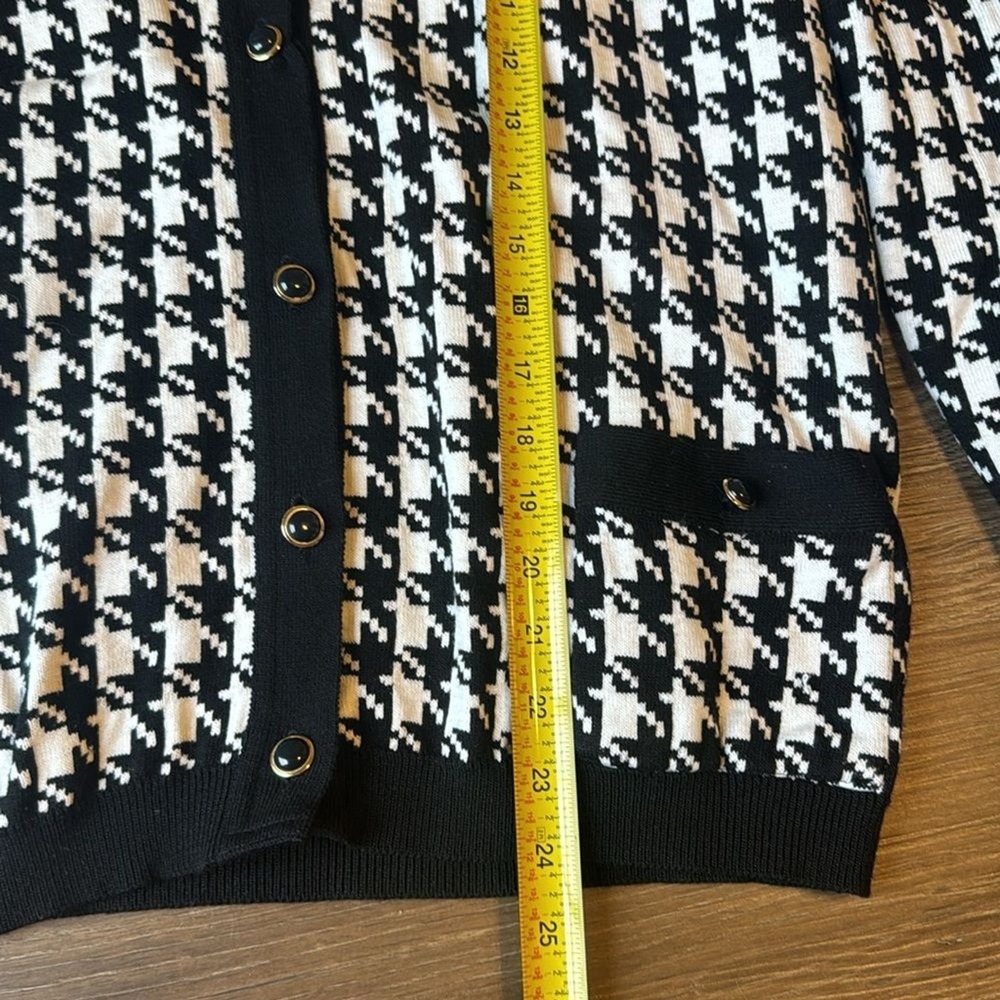 Vtg liola houndstooth cardigan button up long sleeve ladies wool Cotton size M - Picture 5 of 11